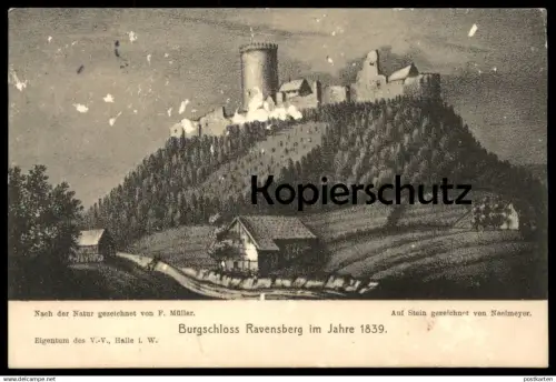 ALTE POSTKARTE BORGHOLZHAUSEN BURGSCHLOSS RAVENSBERG IM JAHR 1839 Burg Schloss Müller Neelmeyer Ansichtskarte AK cpa