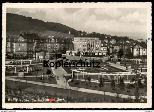 ALTE POSTKARTE AUSSIG AN DER ELBE IM HORST-WESxxL-PARK BEFLAGGUNG 1940 USTI NAD LABEM BÖHMEN cpa postcard AK