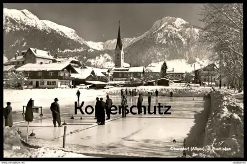 ALTE POSTKARTE EISSCHIESSEN OBERSTDORF Eisstockschiessen Stockschiessen curling ice Ansichtskarte AK cpa postcard