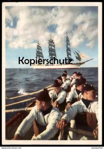 ÄLTERE POSTKARTE LANDUNGSBOOT MATROSEN SEGELSCHIFF FOTO HEINZ VON PERCKHAMMER Schiff sailing ship sailors Ansichtskarte