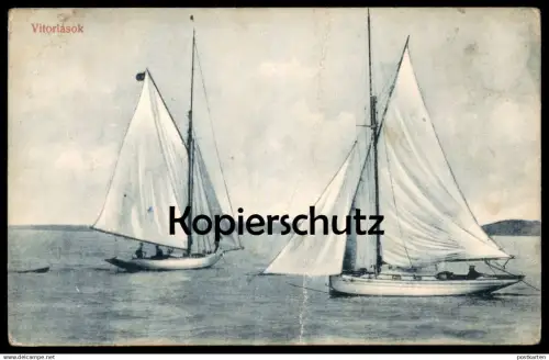 ALTE POSTKARTE VITORLASOK SCHIFFE BOOTE SEGELSCHIFF BALATON UNGARN hungary Magyarorszag postcard Ansichtskarte cpa AK