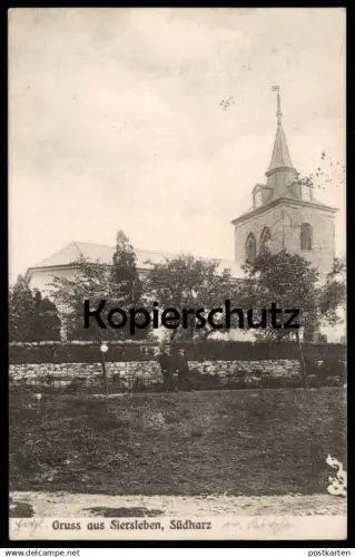 ALTE POSTKARTE GRUSS AUS SIERSLEBEN SÜDHARZ KIRCHE GERBSTEDT HARZ church Ansichtskarte AK cpa postcard