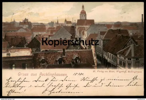 ALTE POSTKARTE GRUSS AUS RECKLINGHAUSEN 1901 PANORAMA Ansichtskarte cpa AK postcard