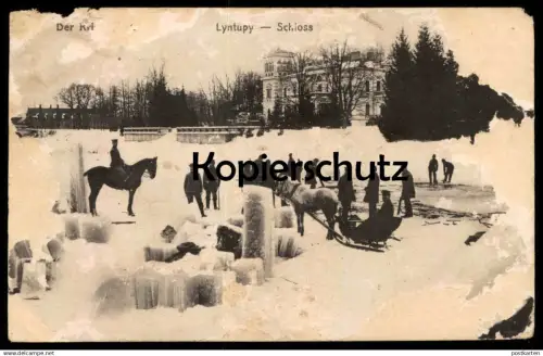 ALTE POSTKARTE LYNTUPY SCHLOSS DER KRIEG IM OSTEN PALAST BISCHEWSKY PASTAWY PASTAVY Belarus cpa postcard Ansichtskarte