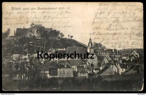 ALTE POSTKARTE BITSCH NACH DEM BOMBARDEMENT 1870-71 BITCHE MOSELLE 1906 cpa Mosel Ansichtskarte AK postcard