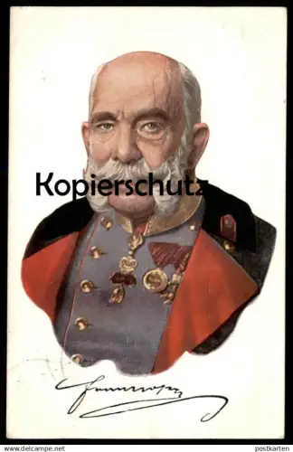 ALTE POSTKARTE KAISER FRANZ JOSEF PORTRÄT UND UNTERSCHRIFT Österreich Bart Ansichtskarte AK cpa postcard