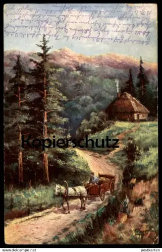ALTE KÜNSTLER POSTKARTE BERGLANDSCHAFT FUHRWERK GRIGORIJ KAPUSTIN 1916 RUSSIA RUSSLAND Ansichtskarte AK cpa postcard