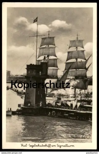 ALTE POSTKARTE KIEL SEGELSCHULSCHIFF AM SIGNALTURM SCHIFF Segelschiff Schulschiff ship bateau Ansichtskarte AK postcard