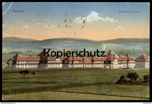 ALTE POSTKARTE BAUTZEN ARTILLERIE-KASERNE PANORAMA AK Ansichtskarte cpa postcard