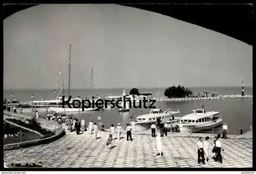 ÄLTERE POSTKARTE TIHANY KIKÖTO HAFEN UNGARN Fähre Schiff Port ferry ship hungary Magyarország Ansichtskarte AK postcard