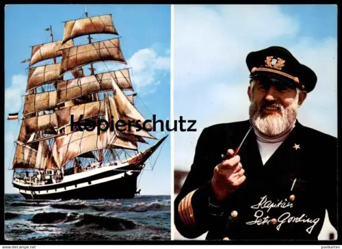 ÄLTERE POSTKARTE BREMERHAVEN BARK SEUTE DEERN SCHIFF UNTERSCHRIFT KAPITÄN PETER GORDING SONDERSTEMPEL ship postcard AK