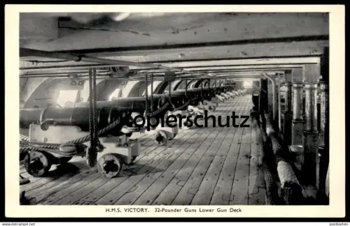ÄLTERE POSTKARTE SCHIFF H.M.S. VICTORY POUNDER GUNS LOWER GUN DECK Kriegsschiff war ship postcard Ansichtskarte AK cpa