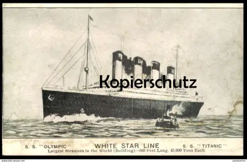 ÄLTERE REPRODUKTION POSTKARTE WHITE STAR LINE S. S. OLYMPIC S. S. TITANIC REPRO Ansichtskarte AK postcard