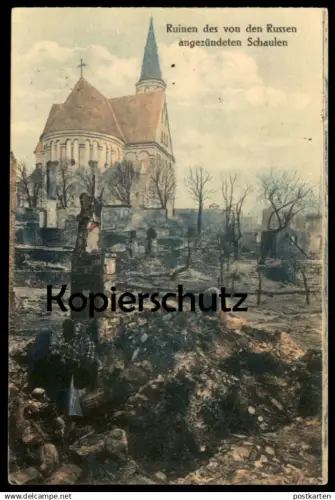 ALTE POSTKARTE RUINEN DES VON RUSSEN ANGEZÜNDETEN SCHAULEN SIAULIAI Litauen Lietuva Lituanie Lithuania postcard cpa AK