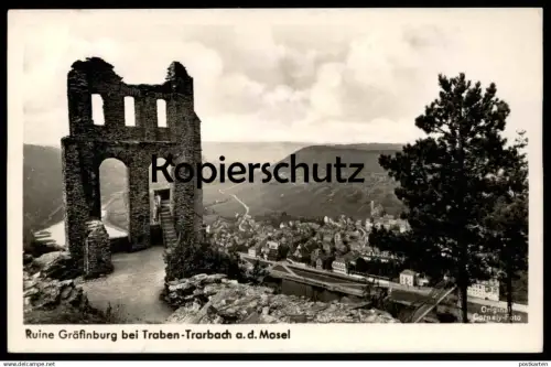 ALTE POSTKARTE TRABEN-TRARBACH AN DER MOSEL 1939 RUINE GRÄFINBURG PANORAMA Ansichtskarte AK postcard cpa