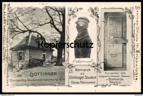 ALTE POSTKARTE GÖTTINGEN BISMARCKS STUDENTENWOHNUNG BISMARCK ALS STUDENT CORPS HANNOVERA KARZER AK postcard cpa