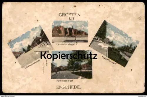 ALTE POSTKARTE GROETEN UIT ENSCHEDE PATHMOSSINGEL TUBANTIASINGEL LASONDER SINGEL LAARESCHSINGEL Ansichtskarte postcard