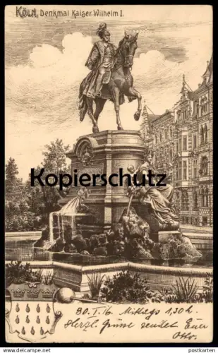 ALTE KÜNSTLER POSTKARTE KÖLN KAISER WILHELM DENKMAL I. 1916 KÖLNER WAPPEN Cöln Sold. Inf. Bat. Zweibrücken Ansichtskarte