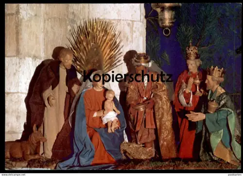 ÄLTERE POSTKARTE KRIPPE WEIHNACHTEN HOLZKRIPPE KÖLN ST. APOSTELN crib couvent Krippenfiguren Maria Josef Esel postcard