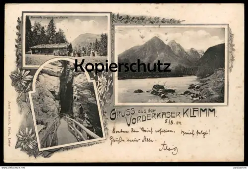 ALTE POSTKARTE GRUSS AUS DER VORDERKASER KLAMM ST. MARTIN WEISSBACH STEMPEL LOFER 1904 AK Ansichtskarte cpa postcard