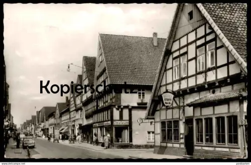 ÄLTERE POSTKARTE HESSISCH-OLDENDORF LANGESTRASSE HOTEL STADT KASSEL WESER PILS Niedersachsen Ansichtskarte postcard