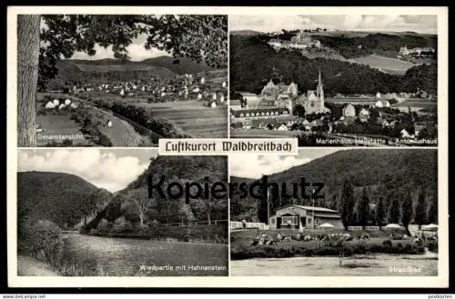 ALTE POSTKARTE LUFTKURORT WALDBREITBACH STRANDBAD GESAMTANSICHT WIEDPARTIE MIT HAHNENSTEIN MARIENHAUS STEMPEL BOTTROP AK