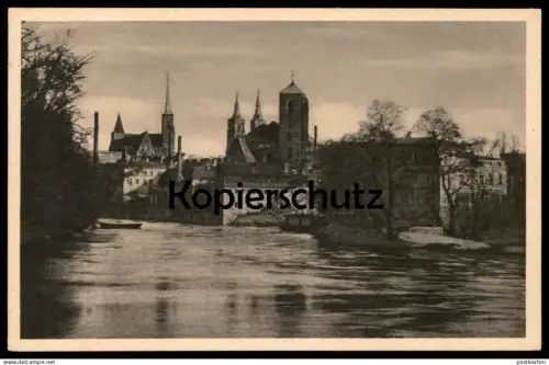 ALTE POSTKARTE BRESLAU BLICK ZUR UNIVERSITÄTSBRÜCKE 1929 Wroclaw Brassel postcard cpa Ansichtskarte AK