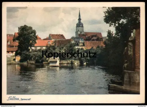 ALTE POSTKARTE LÜBBEN IM SPREEWALD ALTSTADTMOTIV MIT PAUL-GERHARDT-KIRCHE FELDPOST 1942 Ansichtskarte postcard AK cpa