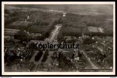 ALTE POSTKARTE SCHWETZINGEN SCHLOSSGARTEN FLIEGERAUFNAHME LUFTHANSA LUFTBILD Schloss castle chateau Ansichtskarte AK