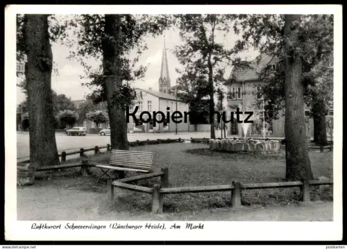 ALTE POSTKARTE SCHNEVERDINGEN AM MARKT Bank Brunnen Springbrunnen Ansichtskarte AK cpa postcard
