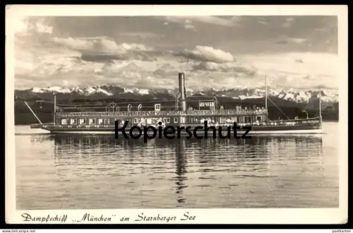 ALTE POSTKARTE DAMPFSCHIFF MÜNCHEN STARNBERGER SEE STEMPEL STARNBERG-ANGERWEIDE Dampfer Schiff ship bateau postcard cpa