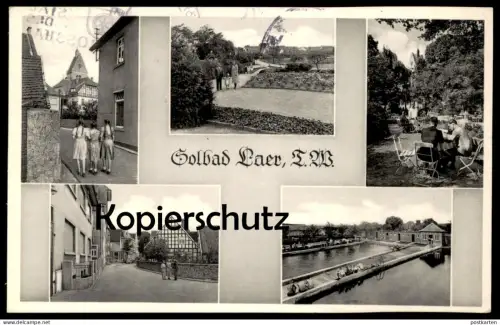 ÄLTERE POSTKARTE SOLBAD LAER TEUTOBURGER WALD Schwimmbad Mädchen Zöpfe Kleid girls Kinder Bad Ansichtskarte cpa postcard