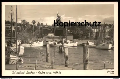 ALTE POSTKARTE OSTSEEBAD LABOE HAFEN UND MÜHLE WINDMÜHLE KIEL windmill mill molen moulin Ansichtskarte AK postcard cpa