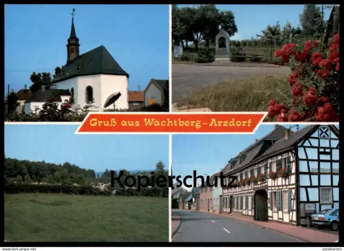 ÄLTERE POSTKARTE GRUSS AUS WACHTBERG ARZDORF KIRCHE PANORAMA ZIGARETTENAUTOMAT FORD ESCORT Ansichtskarte cpa AK postcard
