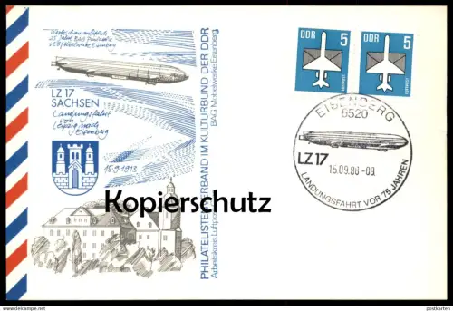ÄLTERE POSTKARTE LANDUNGSFAHRT LEIPZIG EISENBERG LZ 17 SACHSEN ZEPPELIN SONDERSTEMPEL Luftschiff Ansichtskarte postcard