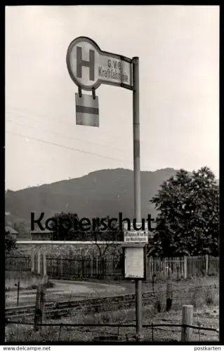 ALTE POSTKARTE GRAZ WETZELSDORF HALTESTELLE G.V.B. KRAFTFAHRLINIE BEI NEBEL VERKEHRT AUTOBUS NUR BIS ZUR WACHTELGASSE AK