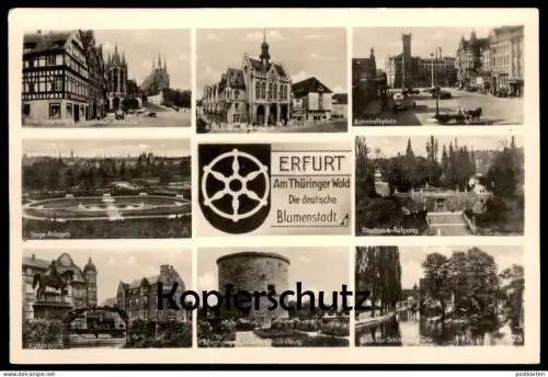 ALTE POSTKARTE ERFURT BLUMENSTADT CITADELLE CYRIAKSBURG GASTHAUS HOHE LILIE SORGE-ANLAGEN BAHNHOFSPLATZ STADTPARK AK cpa