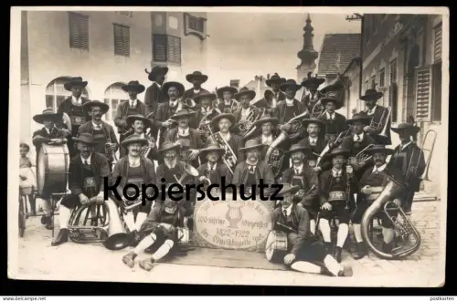 ALTE POSTKARTE ZIRL ZUR ERINNERUNG AN DAS 100-JÄHRIGE WIEGENFEST DER MUSIKKAPELLE ZIRL 1922 Kapelle Musikinstrument AK