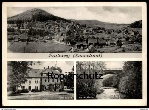 ÄLTERE POSTKARTE PADBERG SAUERLAND PANORAMA AM SCHLOSS AN DER DIEMEL BREDELAR KREIS BRILON MARSBERG Ansichtskarte AK