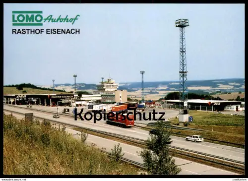 ÄLTERE POSTKARTE RASTHOF EISENACH LOMO AUTOHOF LKW TRUCK AUTOBAHN-RASTSTÄTTE KRAUTHAUSEN Grenzturm ? motorway autoroute