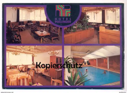 ÄLTERE POSTKARTE HOTEL POLLINGER MERAN SCHWIMMBAD SPIESERAUM MERANO SÜDTIROL Ansichtskarte AK cpa postcard