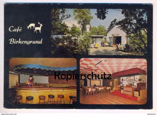 ÄLTERE POSTKARTE CAFÉ BIRKENGRUND HOTEL RESTAURANT BAR STAR LIGHTS SCHLAGZEUG BAND MUSIK BAD BRAMSTEDT Ansichtskarte AK