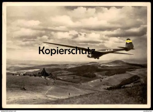 ALTE POSTKARTE SEGELFLUG HEINI DITTMAR IN FAFNIR II 1937 SCHÖNES DEUTSCHLAND RHÖN SEGELFLIEGER Ansichtskarte postcard