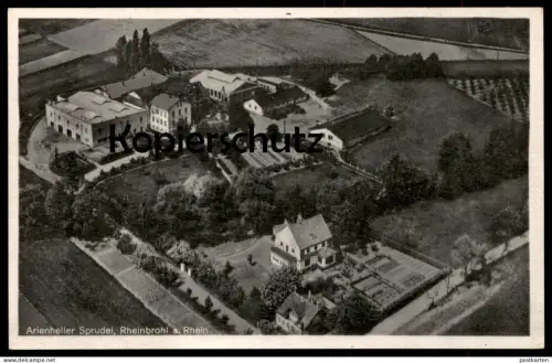 ALTE POSTKARTE ARIENHELLER SPRUDEL RHEINBROHL AM RHEIN FLIEGERAUFNAHME LUFTAUFNAHME LUFTBILD Ansichtskarte postcard cpa