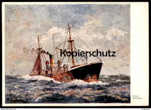 ÄLTERE KÜNSTLER POSTKARTE SCHIFF KLAUS WENKUS MARINEMALER CLAUS Dampfer bateau sailing ship Marke Kieler Woche postcard