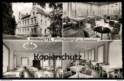 ÄLTERE POSTKARTE PARKHOTEL ARNSBERG IM SAUERLAND INNENANSICHT INNENEINRICHTUNG Hotel Ansichtskarte AK cpa postcard