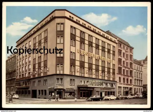 ÄLTERE POSTKARTE HAMBURG HOTEL EUROPÄISCHER HOF RESTAURANT KAFFEE AUTOS Auto Ansichtskarte AK cpa postcard