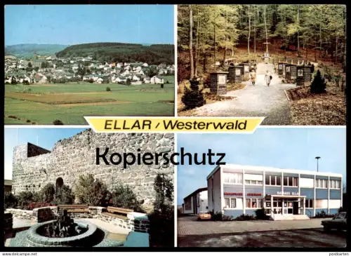 ÄLTERE POSTKARTE ELLAR WESTERWALD WALDBRUNN NASSAUISCHE SPARKASSE RATHAUS BURGRUINE ELLAR Ansichtskarte cpa AK postcard