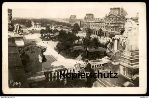 ALTE POSTKARTE PARIS LES PETITS TABLEAUX DE PARIS PERSPECITVE SUE LE JARDINS DU LOUVRE PEINTRE MALER cpa postcard