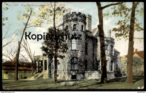 ALTE POSTKARTE GRAND RAPIDS FOX RESIDENCE 1911 MICHIGAN Villa Haus postcard Ansichtskarte AK cpa